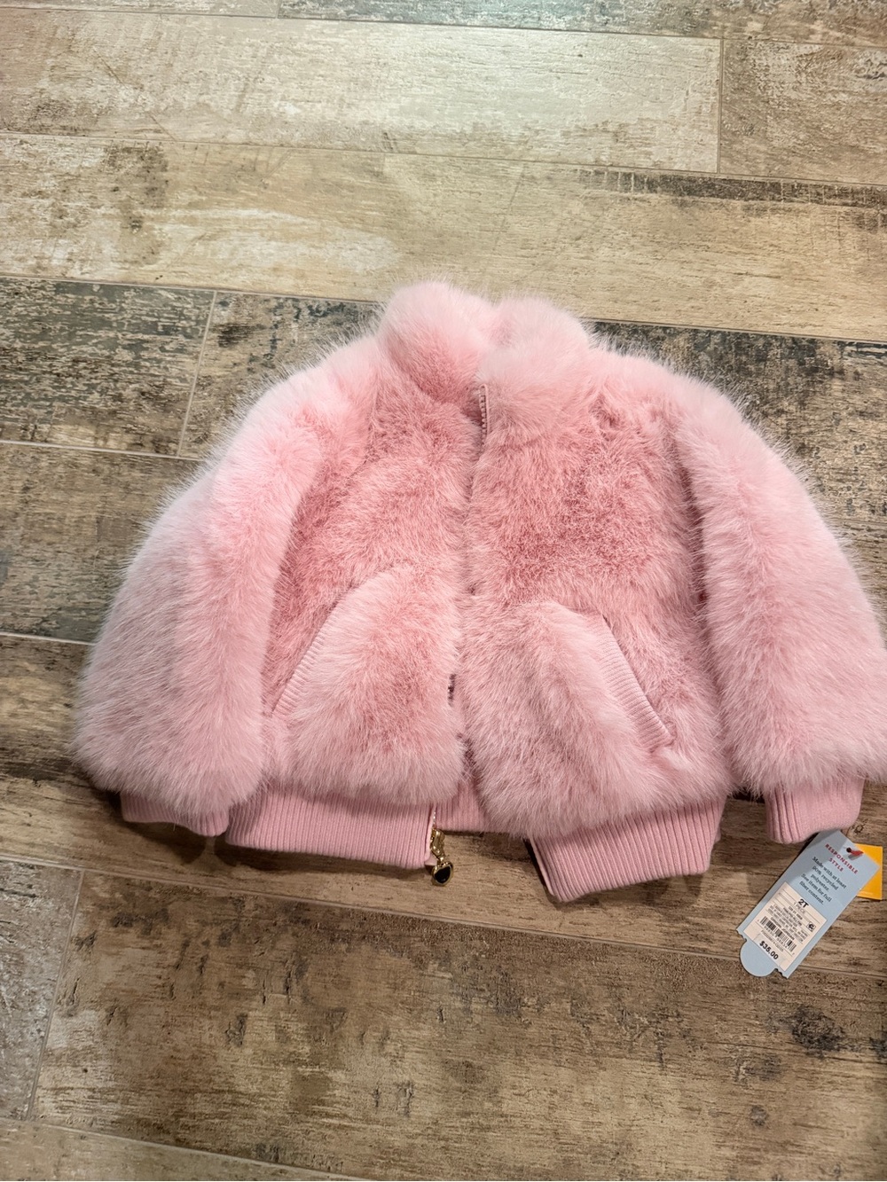 Cat & Jack Pink Faux Fur Bomber Jacket